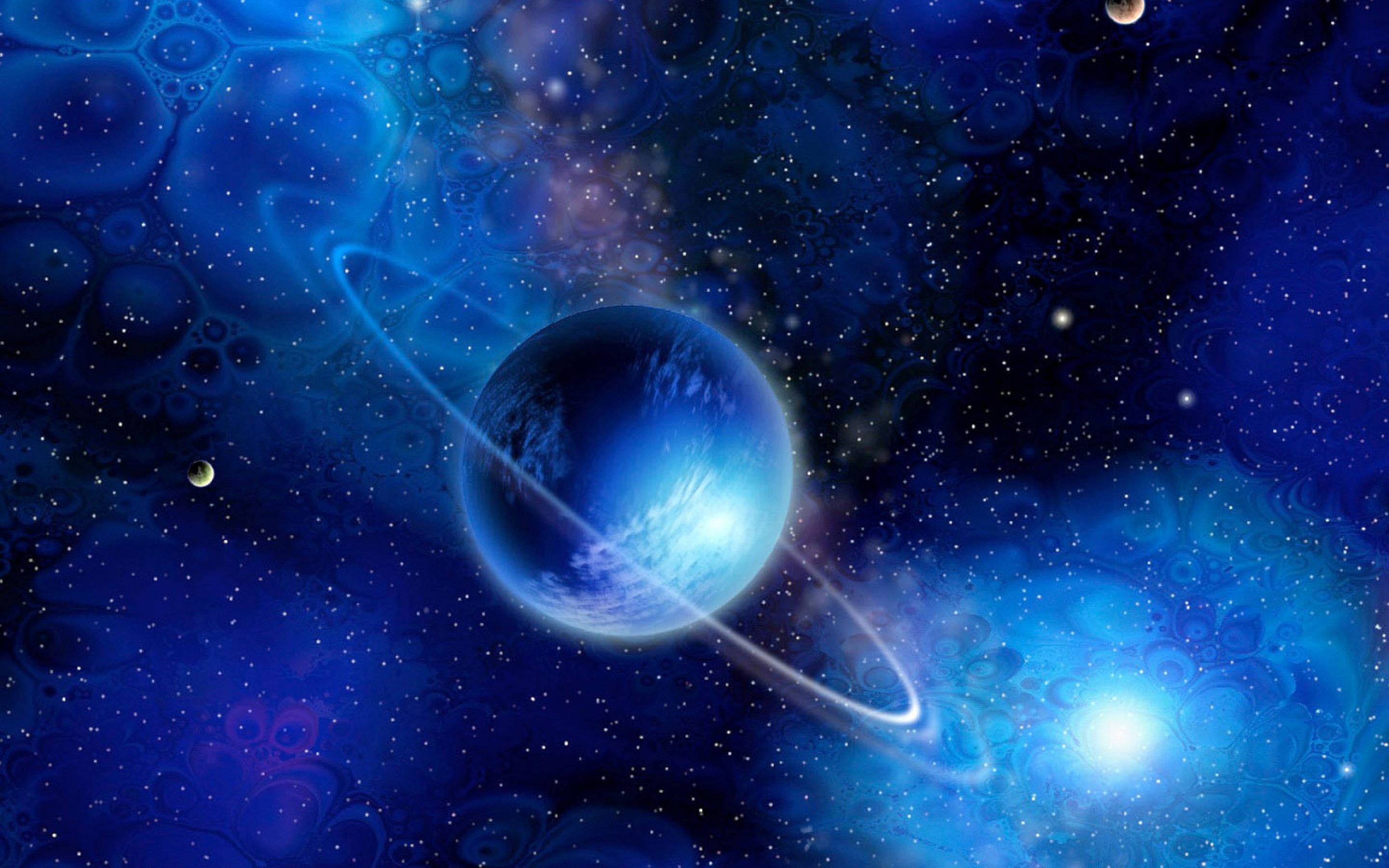 Blue Ice Planet With A Ring - Wallpaper - Faxo - Faxo