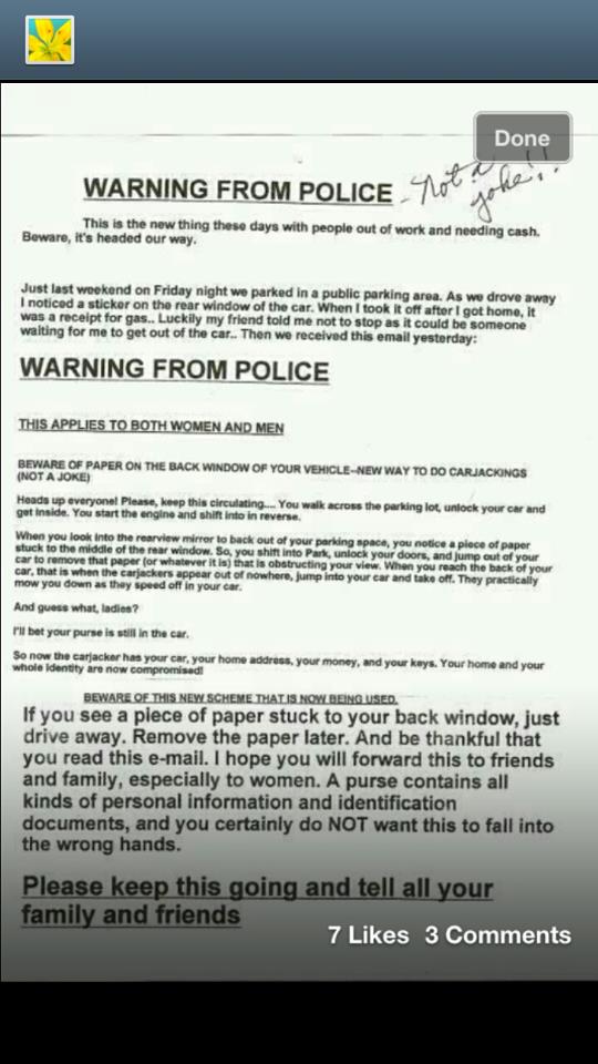 Carjacking Warning