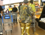 Gold Pants and Camouflage Jacket Don't Go Together