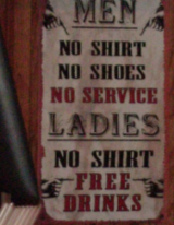 MEN NO SHIRTS VS LADIES NO SHIRTS