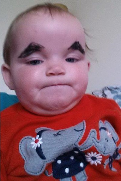 How To Put Makeup on Your Baby - Magic Marker Eyebrows 