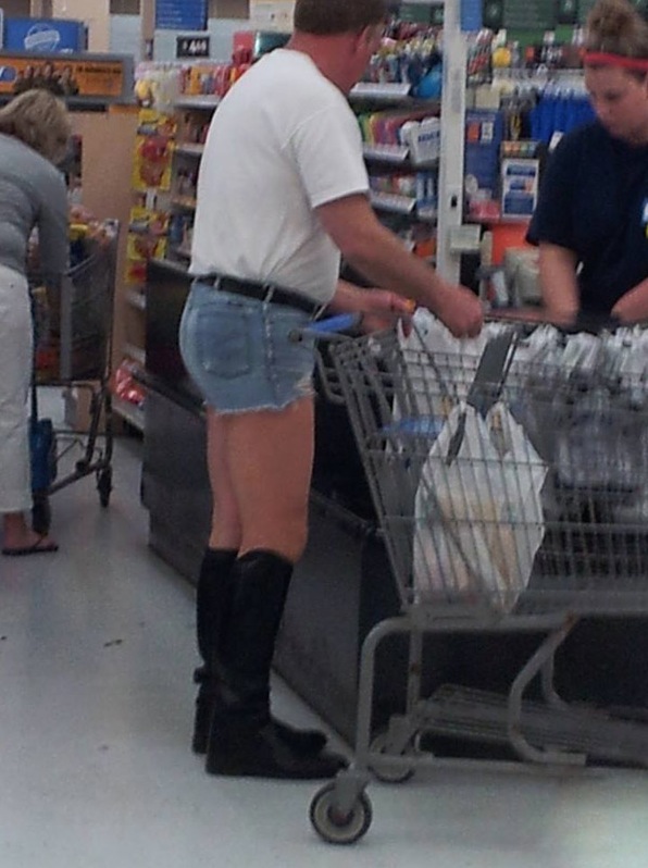 Bitch I'm Fabulous. Short Jean Short Jorts Black Boots & T-Shirt at Walmart Fail