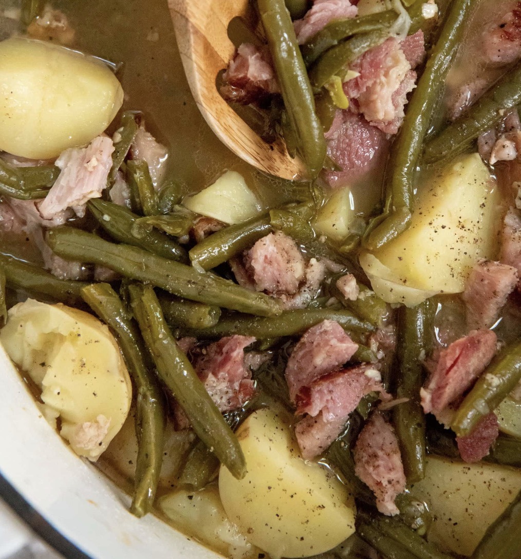 Southern Style Green Beans, Ham and New Potatoes - Faxo