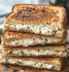 White Cheese Pizza Grilled Sandwiches with Garlic and Herbs