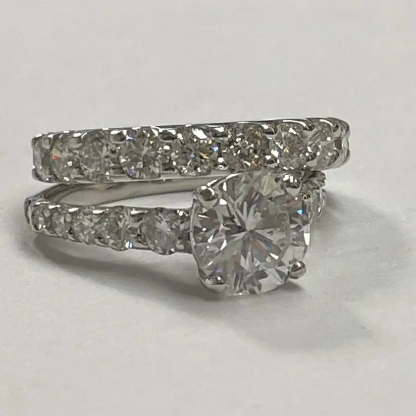 2.22ct e/si certified natural diamond engagement ring with 3.ctw band - $16,000 thumbnail 2