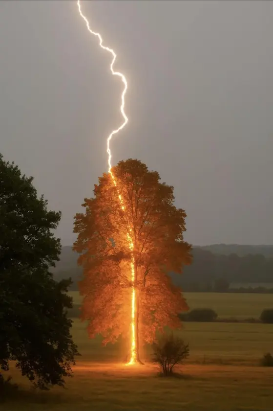 Photographer Donnie Dania captures lightning strike in west Virginia.