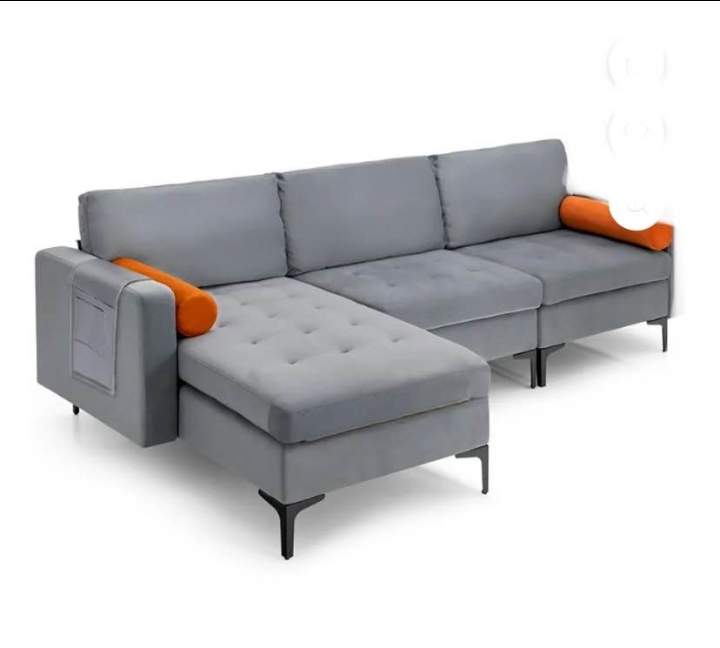 costway modular l-shaped sectional sofa with reversible chaise... thumbnail 2