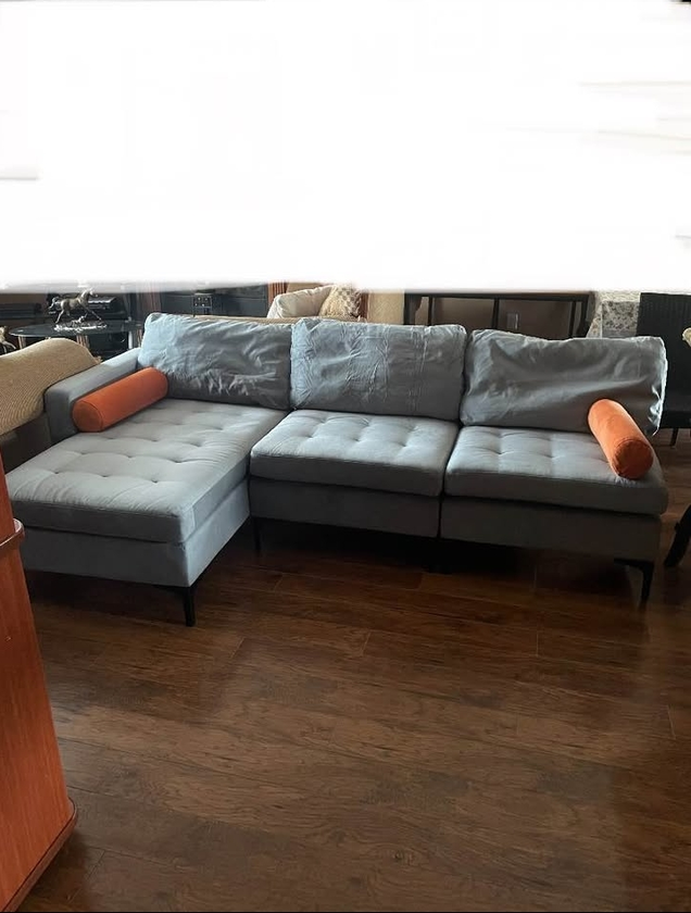 costway modular l-shaped sectional sofa with reversible chaise... thumbnail 3