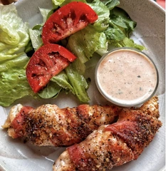 BLT Chicken Tenders with Greens and Tangy Tomato Ranch Dressing