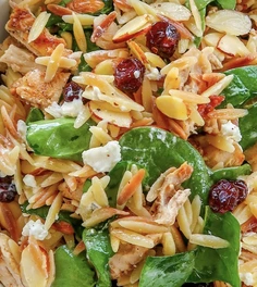 Spinach Orzo Salad with Cranberries and Goat Cheese