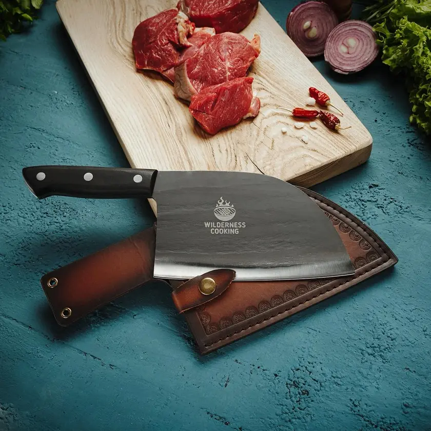 old style cleaver knife with eco-leather sheath - $250 thumbnail 5