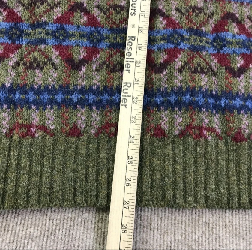 brooks brothers sweater mens medium olive fair isle 100% wool shetland crew - $1 thumbnail 9