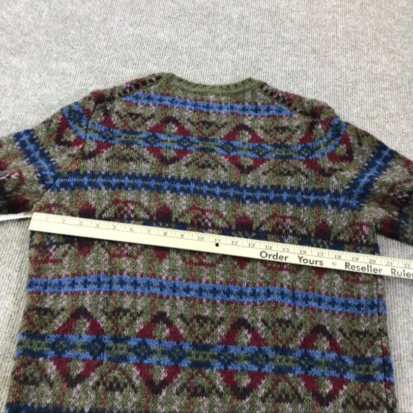 brooks brothers sweater mens medium olive fair isle 100% wool shetland crew - $1 thumbnail 10