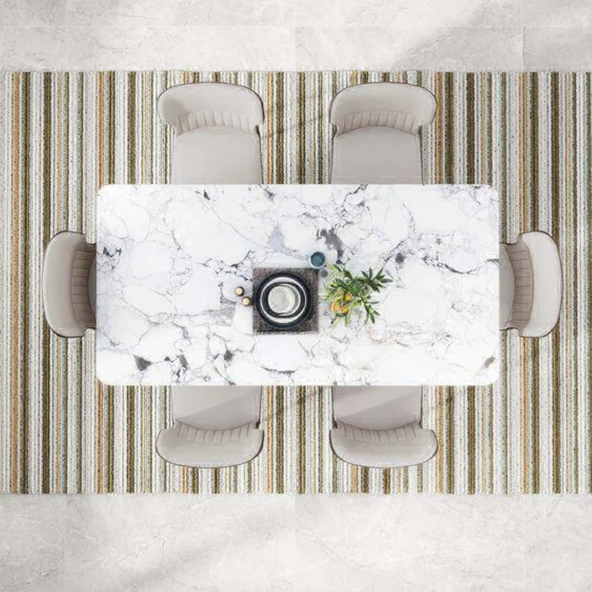 70.87" modern faux marble diningtable for 6 thumbnail 2