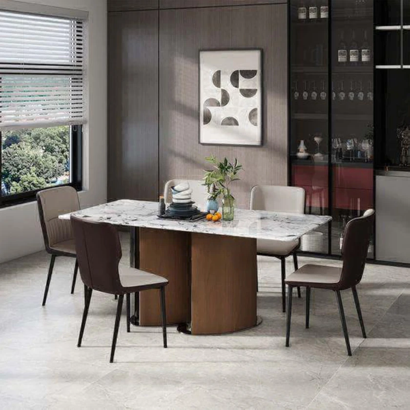 70.87" modern faux marble diningtable for 6 thumbnail 6