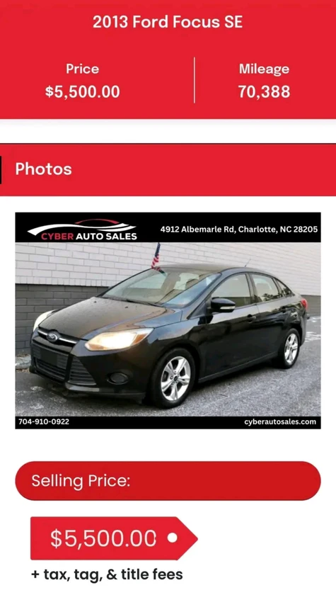 2016 kia k900 luxury car, 2013 ford focus se, thumbnail 2