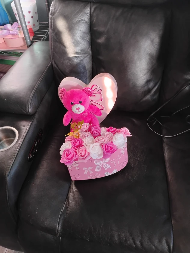 pink flowers for girlfriend with pink teddy bear 🧸 - $35 thumbnail 2