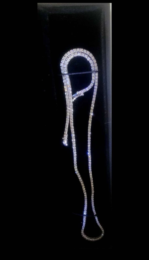 14k white gold diamond tennis chain thumbnail 2