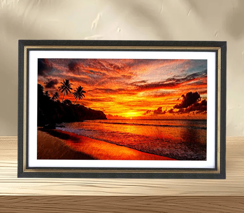 bali sunset bundle 3 pack | uluwatu temple beach palm tree digital art printable thumbnail 3