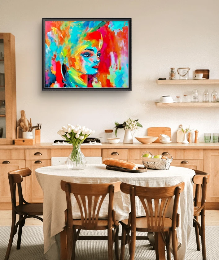 colorful abstract woman portrait oil painting | luxury modern wall art i #000-00 thumbnail 3