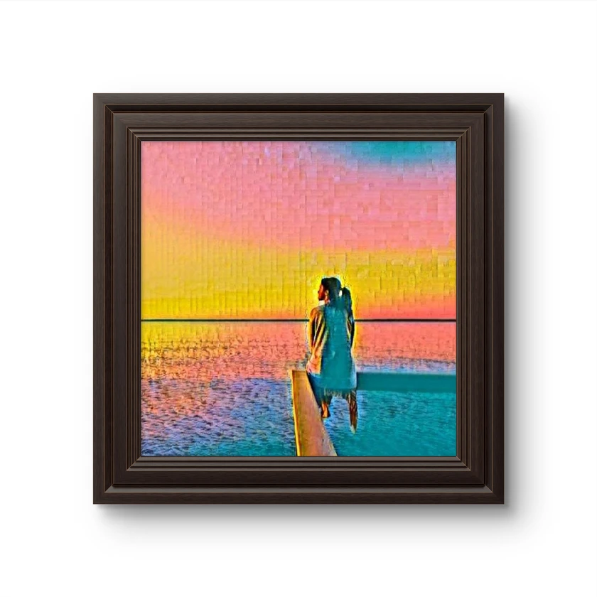 sunset pool woman mosaic art print | luxury resort wall art - $2,000 thumbnail 2