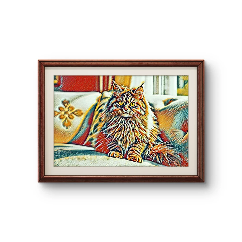 #049/100 | the sovereign cat: lucky 7x7 edition | digital mosaic painting | gold thumbnail 2