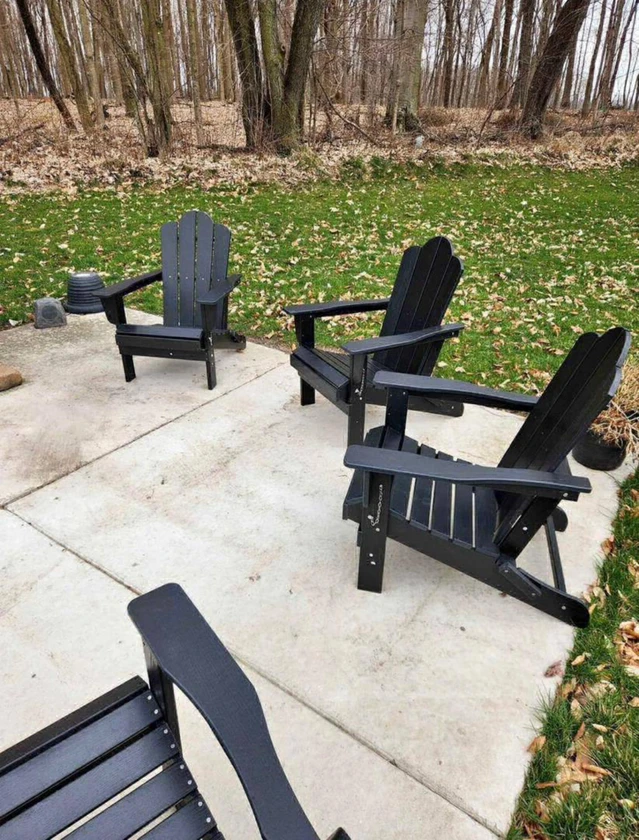 set of black folding adirondack chairs - $25 thumbnail 2