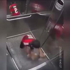 Boy Saves Dog In Elevator
