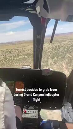 Grand Canyon Helicopter Scare - Tourist Grabs Lever