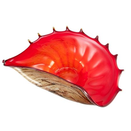 jozefina handmade polish glass 14-inch shell bowl, red - $70 thumbnail 2