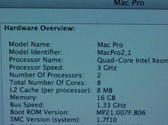 apple 8-core mac pro 2,1 w/dual quad core xeon 3.0's - 16gb of ram - $875 thumbnail 4
