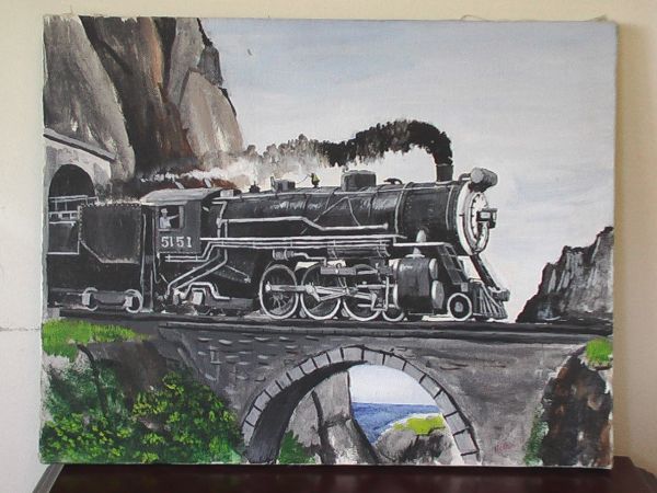 train locomotive oil paintings - $40 thumbnail 2