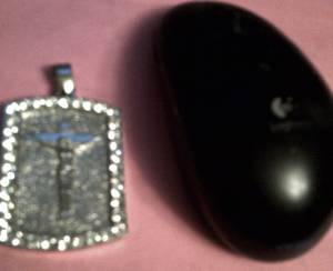 jesus pendant with crystals - $15 thumbnail 3