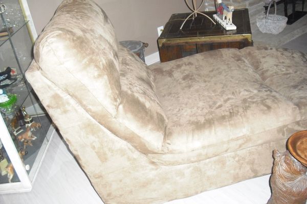 micro suede taupe chaise lounge - $200 thumbnail 2