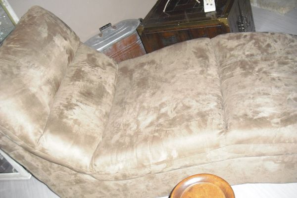 micro suede taupe chaise lounge - $200 thumbnail 3