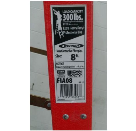 new 'werner' 8' fiberglass ladder - $80 thumbnail 2