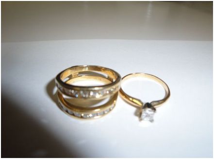 14 karat gold wedding ring - princess cut ring - $750 thumbnail 2