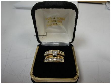 14 karat gold wedding ring - princess cut ring - $750 thumbnail 3