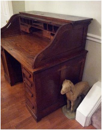 turn of the century late 1800`s antique rolltop desk - $325 thumbnail 2