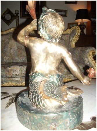 bronze/brass cherub mermaid style fountain spitter - $750 thumbnail 3