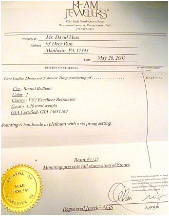 diamond engagement ring 1.28 carat - $8,000 thumbnail 2