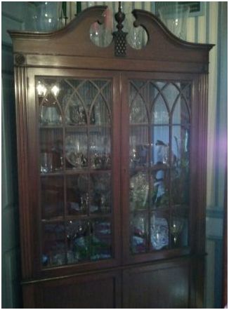 beautiful antique glass corner china cabinet - $11,000 thumbnail 2
