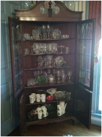 beautiful antique glass corner china cabinet - $11,000 thumbnail 3