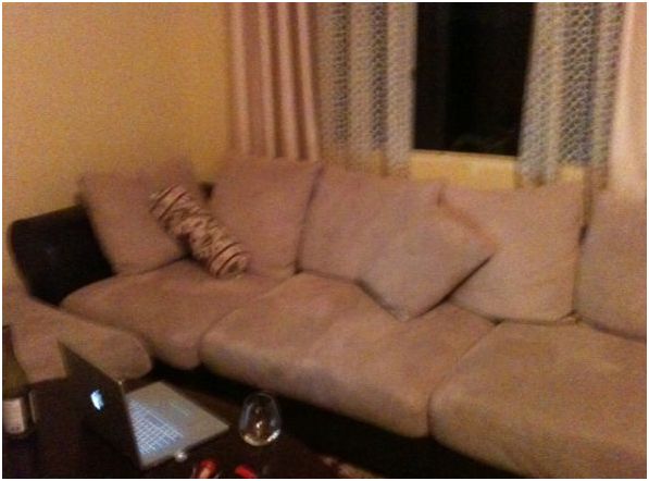 light brown 4 piece microfiber couch and ottoman - $799 thumbnail 2