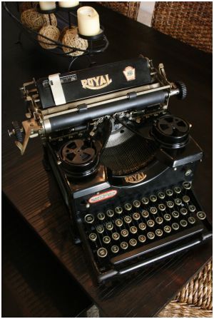 antique royal typewriter w/ beveled glass side panels & glass keys - $350 thumbnail 4