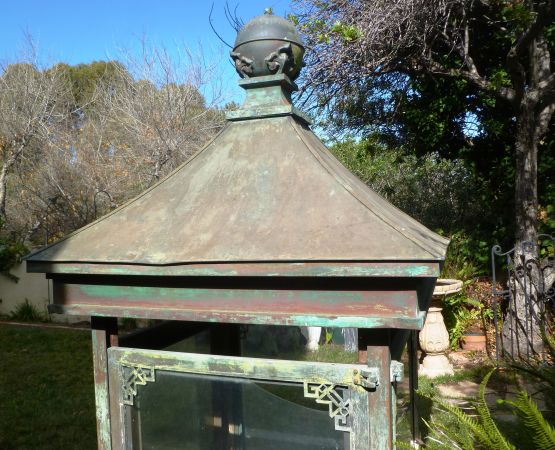 vintage-architectural- copper, brass and glass clock case - $2,500 thumbnail 4