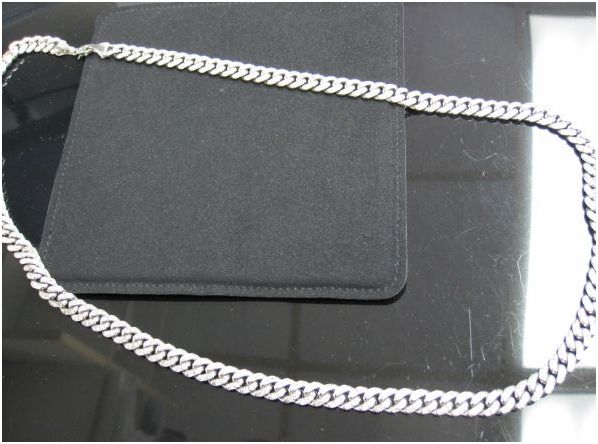 29" custom 14 karat custom diamond cuban link white gold chain weight 122g - $7, thumbnail 4