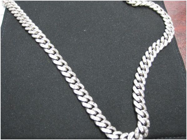 29" custom 14 karat custom diamond cuban link white gold chain weight 122g - $7, thumbnail 3