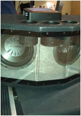 glass box with 2 12" 1000 watts pioneer speakers 1000 watt pioneer amp - $300 thumbnail 2