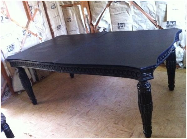 black dining set table chairs buffet and mirror - $1,500 thumbnail 3